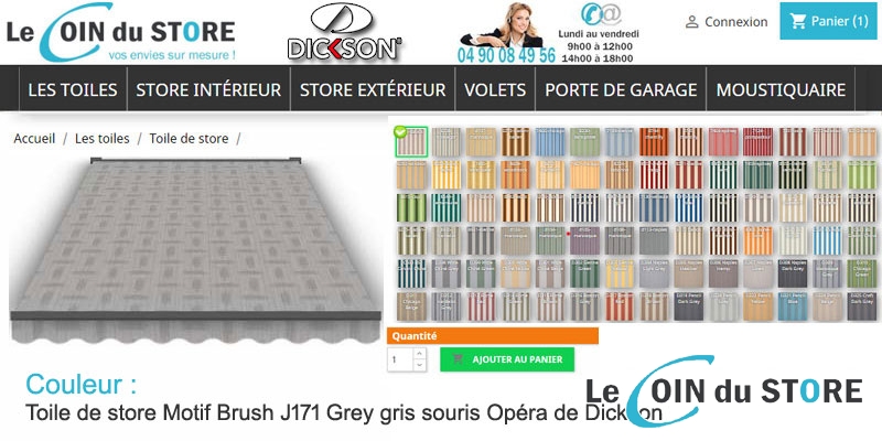 Toile de store motif Brush J171 Grey Opéra de Dickson