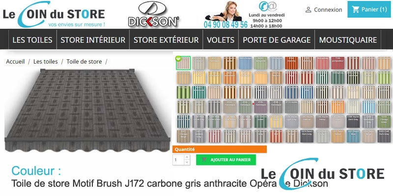 Toile de store motif Brush J172 Carbone Opéra de Dickson