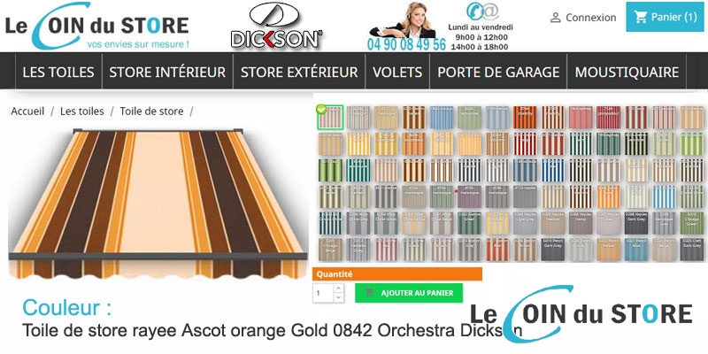 Toile de store rayée Ascot 0842 Orange Orchestra de Dickson
