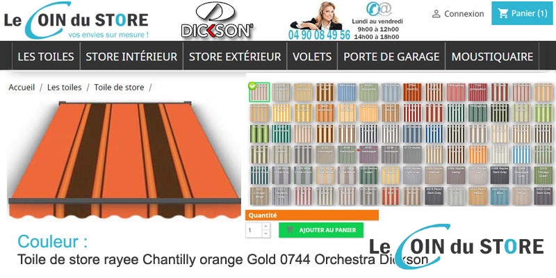 Toile de store rayée Chantilly 0744 Orange Orchestra de Dickson