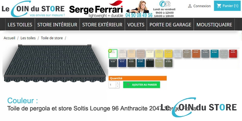 Toile rafraîchissante Soltis Lounge 96 Anthracite 2047 de Serge Ferrari