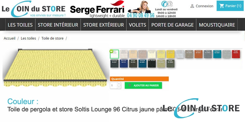 Toile rafraîchissante Soltis Lounge 96 Citrus 50846 de Serge Ferrari