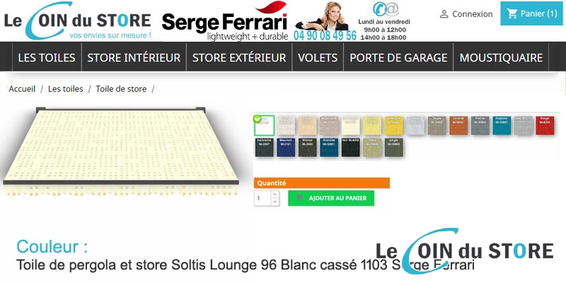 Toile rafraîchissante Soltis Lounge 96 Blanc cassé 1103 de Serge Ferrari