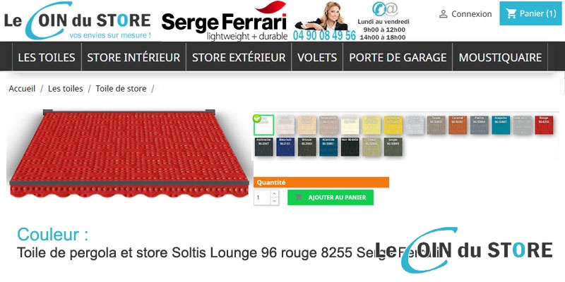 Toile rafraîchissante Soltis Lounge 96 Rouge 8255 de Serge Ferrari