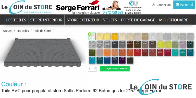 Toile perforée Gris Fer Béton 2167 Soltis Perform 92 de Serge Ferrari