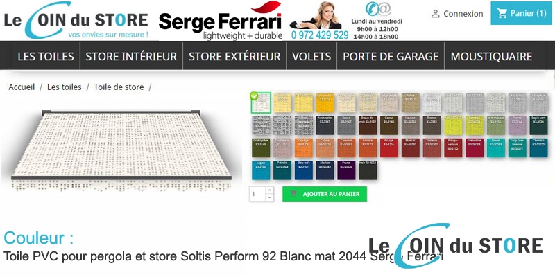 Toile perforée Mat Blanc 2044 Soltis Perform 92 de Serge Ferrari