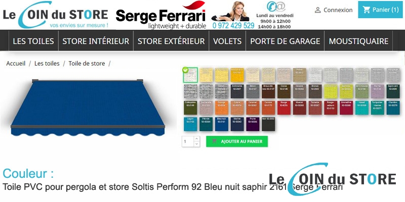 Toile perforée Bleu nuit 2161 Soltis Perform 92 de Serge Ferrari