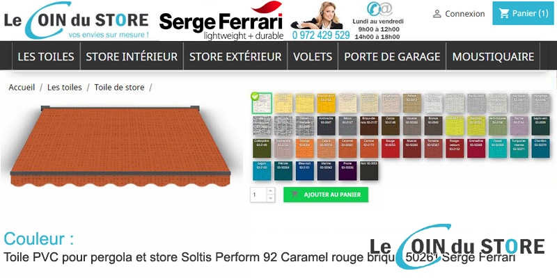 Toile perforée Caramel 50261 Soltis Perform 92 de Serge Ferrari