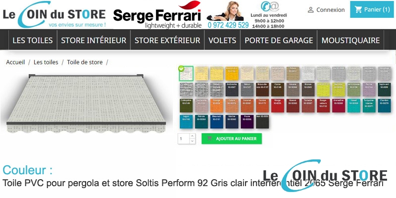 Toile perforée Gris Clair interférentiel 2065 Soltis Perform 92 de Serge Ferrari