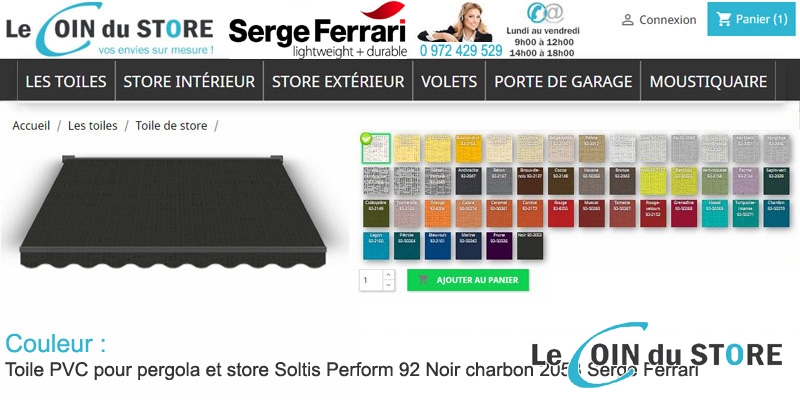 Toile perforée Charbon Noir 2053 Soltis Perform 92 de Serge Ferrari