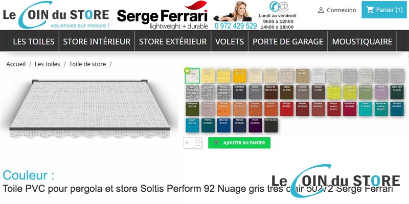 Toile perforée Gris très Clair Nuage 50272 Soltis Perform 92 de Serge Ferrari