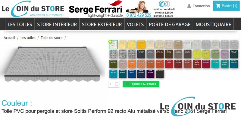 Toile perforée Recto Alu verso Blanc 2051 Soltis Perform 92 de Serge Ferrari