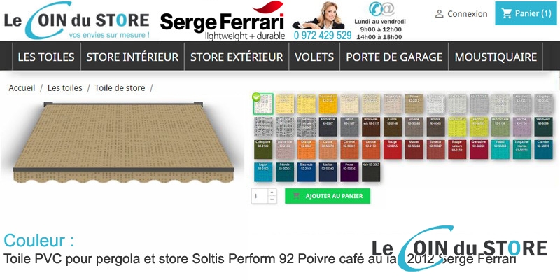 Toile perforée Poivre 2012 Soltis Perform 92 de Serge Ferrari