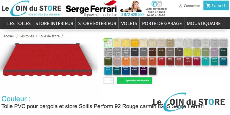 Toile perforée Rouge 8255 Soltis Perform 92 de Serge Ferrari