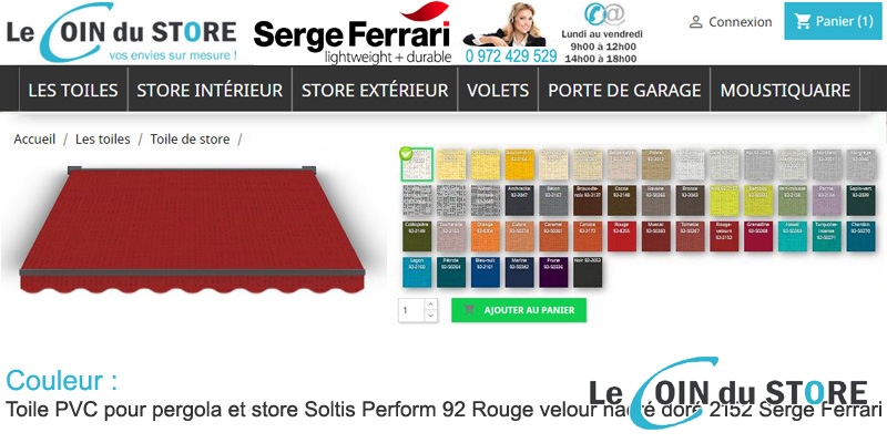 Toile perforée Rouge Velours 2152 Soltis Perform 92 de Serge Ferrari