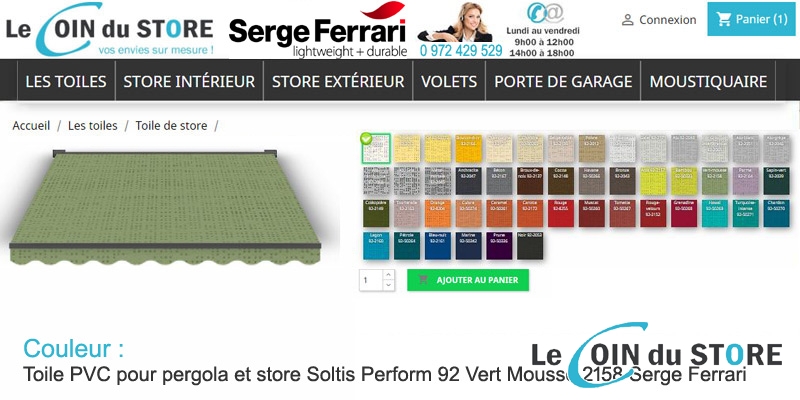 Toile perforée Vert Mousse 2158 Soltis Perform 92 de Serge Ferrari