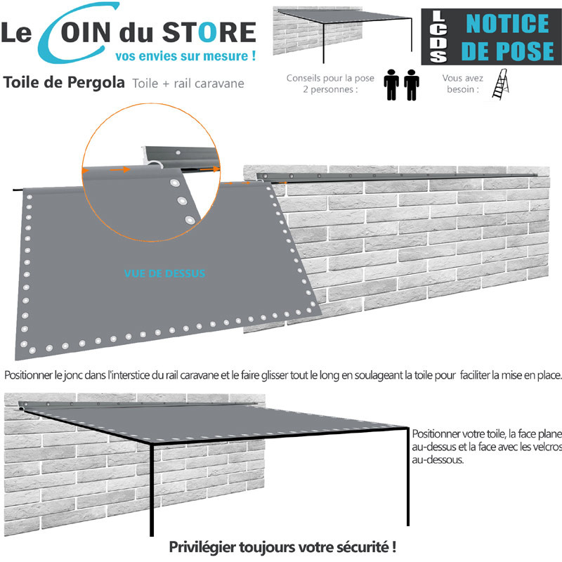 Rail caravane pour une pergola